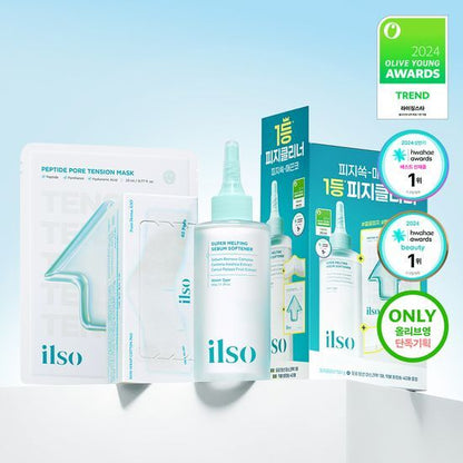 韓國 ilso｜黑頭粉刺導出液 150ml＋化妝棉 40片裝＋毛孔緊緻面膜 1塊 [1+2]