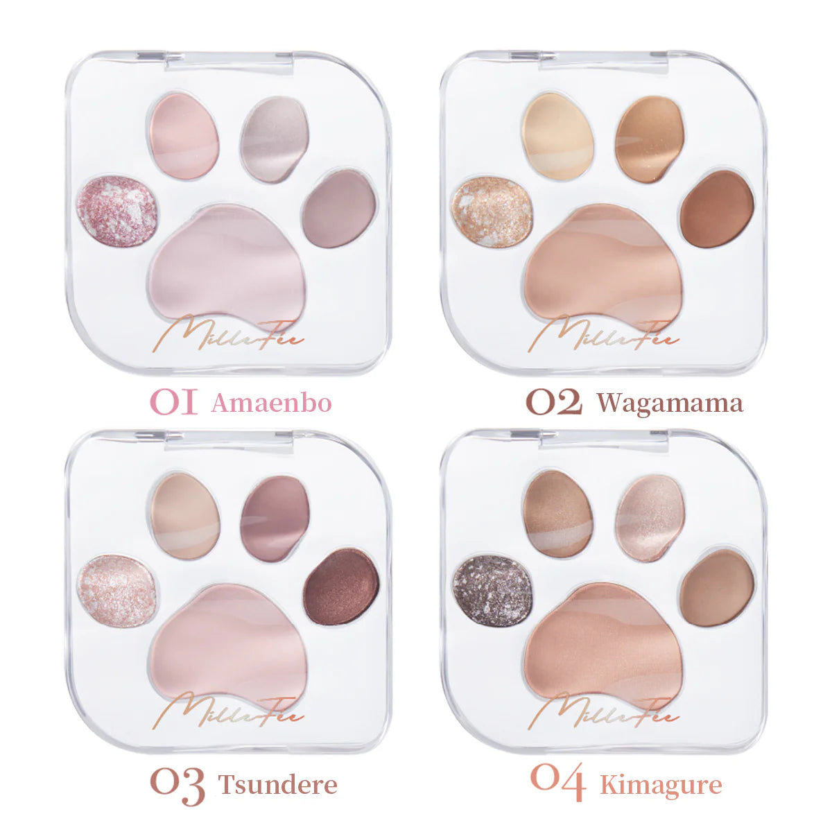 日本MilleFee｜可愛貓肉球五色眼影盤